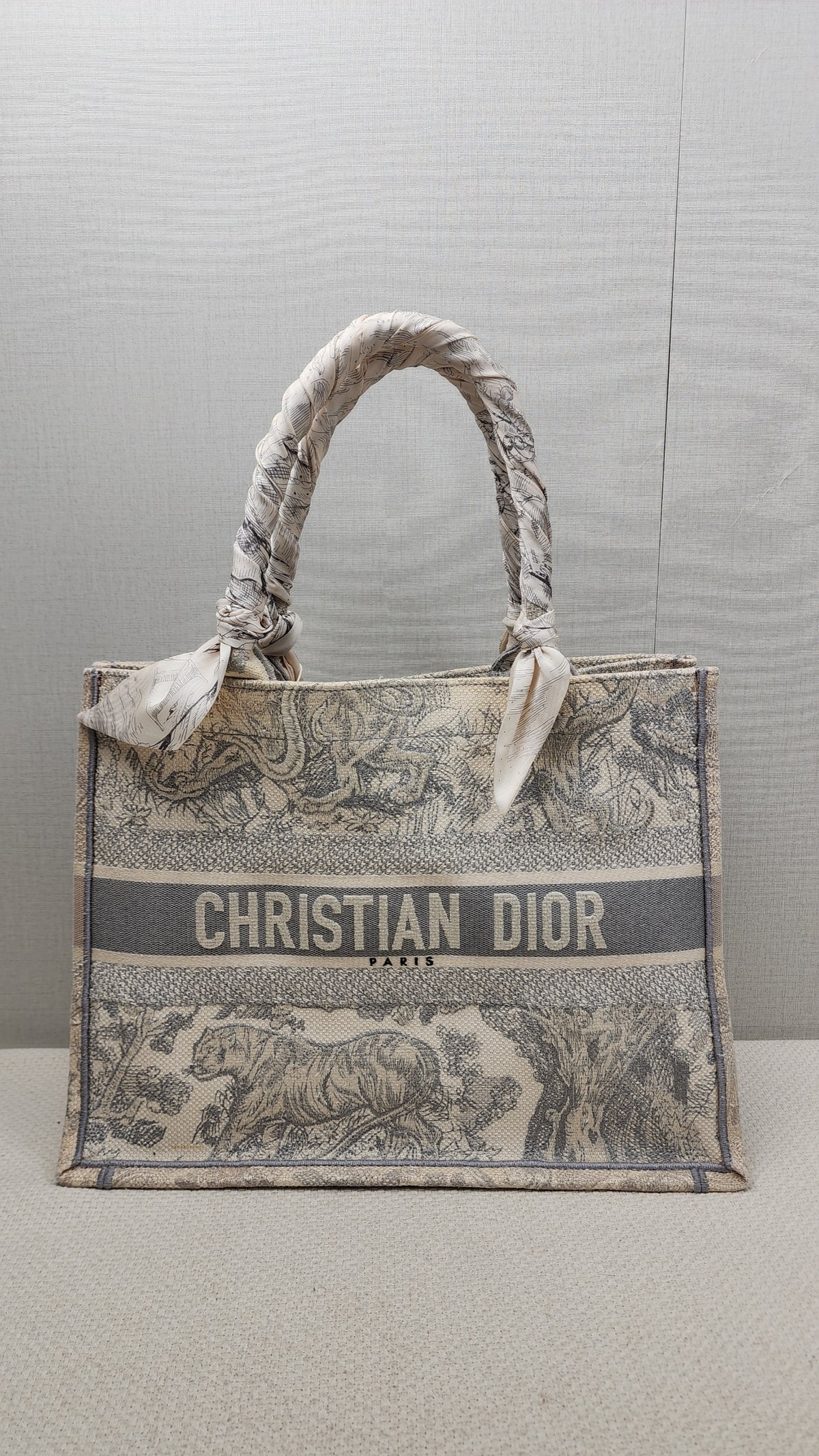 Dior Grey Toile de Jouy Medium Book Tote