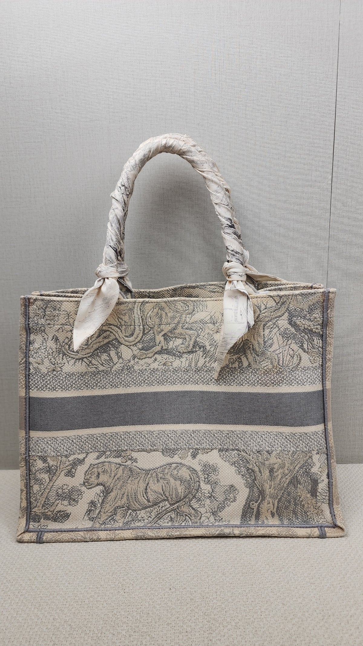 Dior Grey Toile de Jouy Medium Book Tote