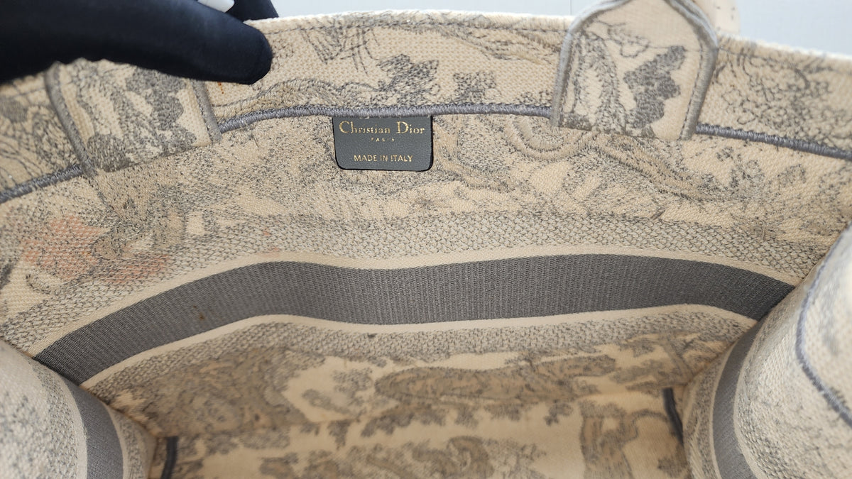 Dior Grey Toile de Jouy Medium Book Tote