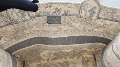 Dior Grey Toile de Jouy Medium Book Tote