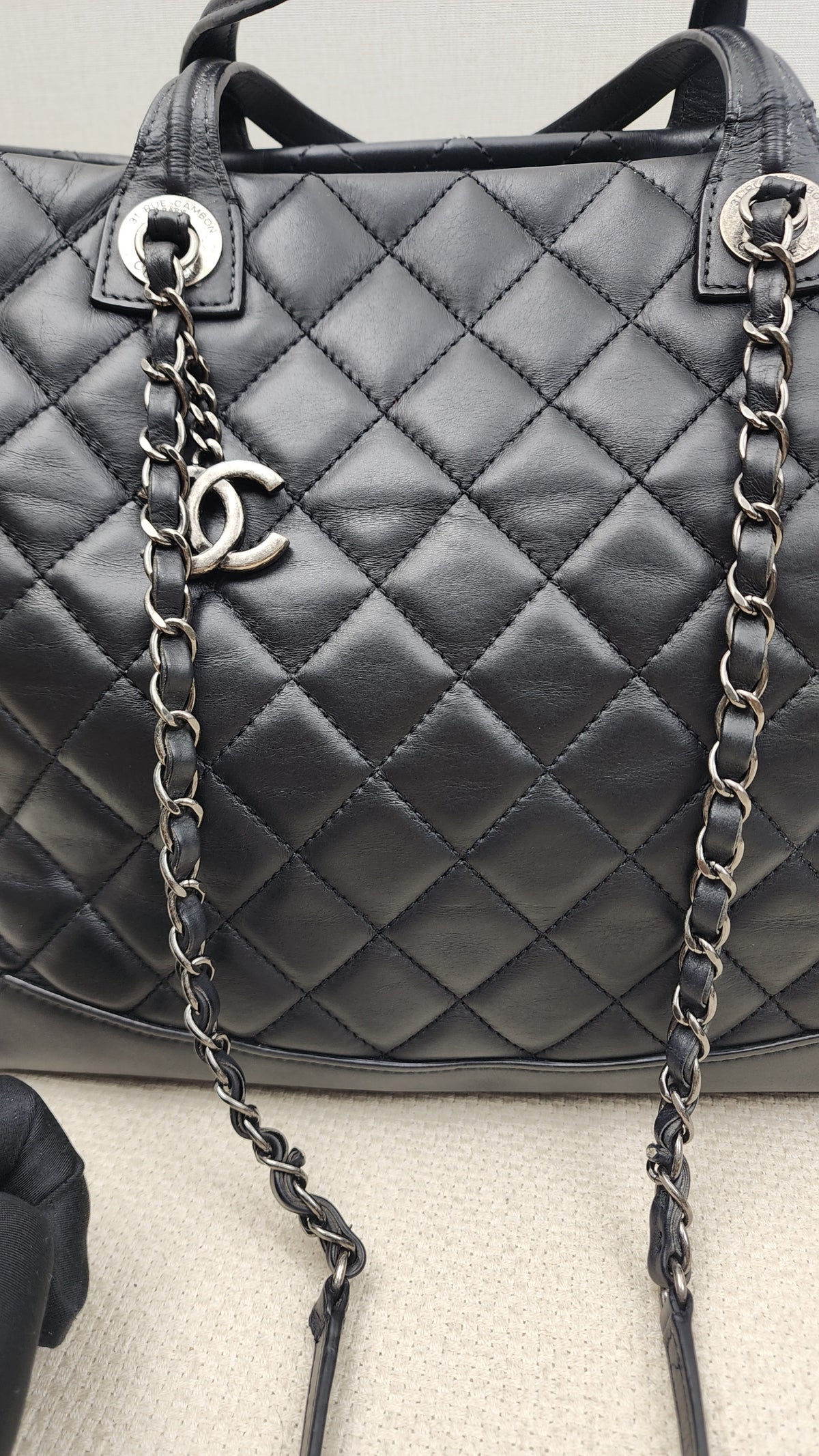 Chanel Black Calfskin Easy Shopping Tote