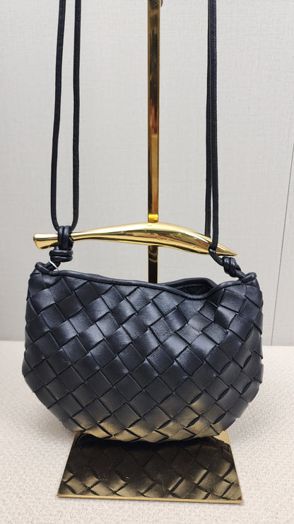 Bottega Veneta Black Intrecciato Baby Sardine (GHW)