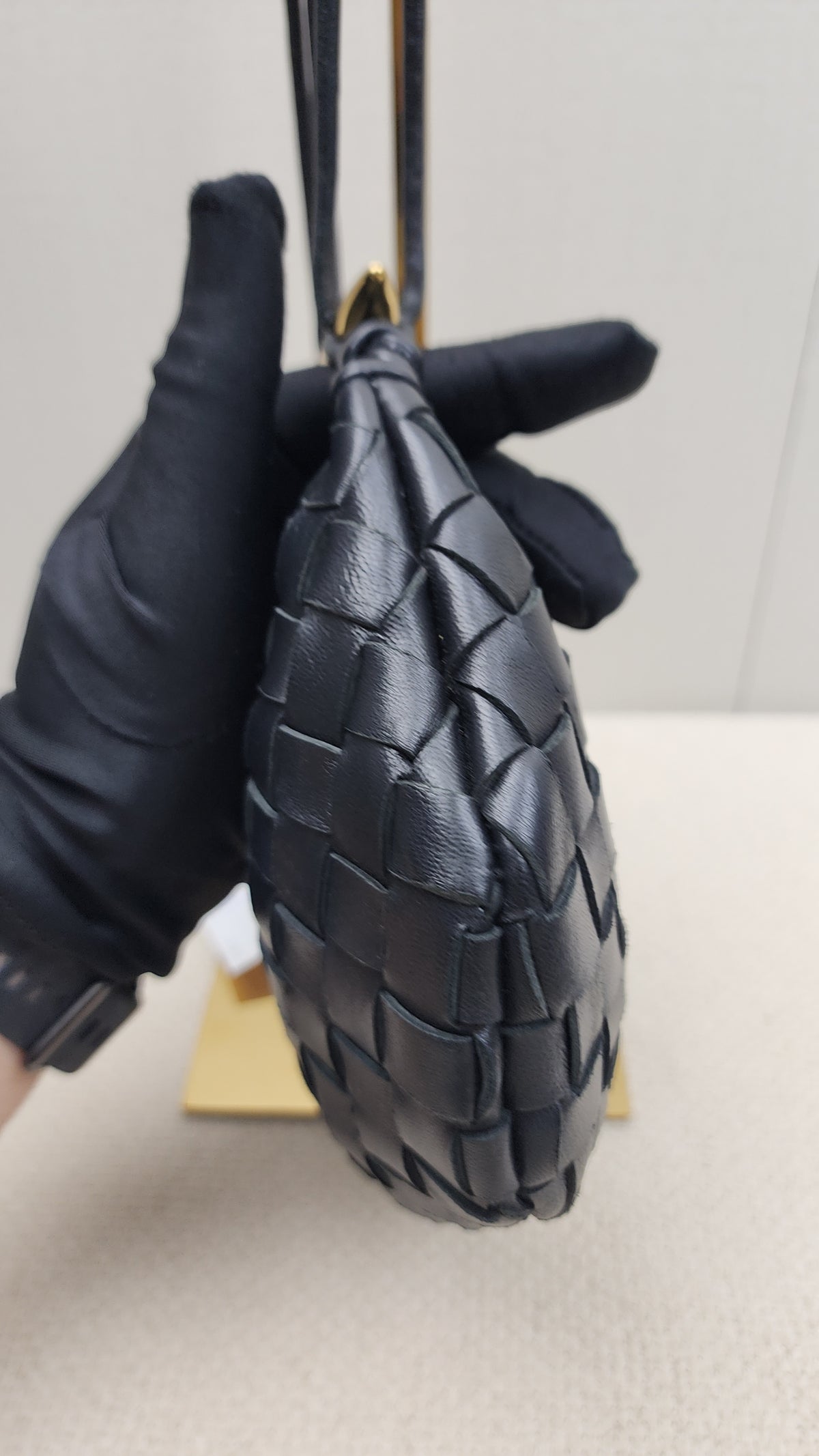 Bottega Veneta Black Intrecciato Baby Sardine (GHW)
