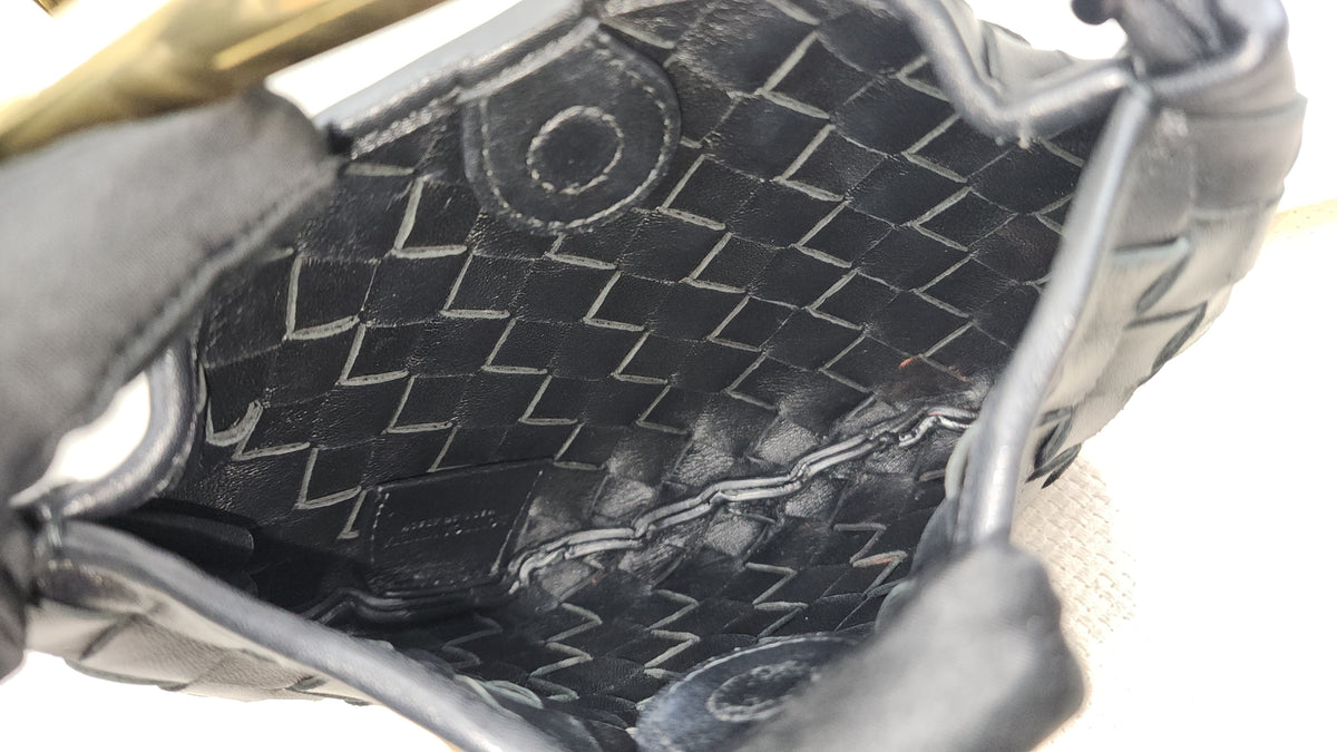 Bottega Veneta Black Intrecciato Baby Sardine (GHW)