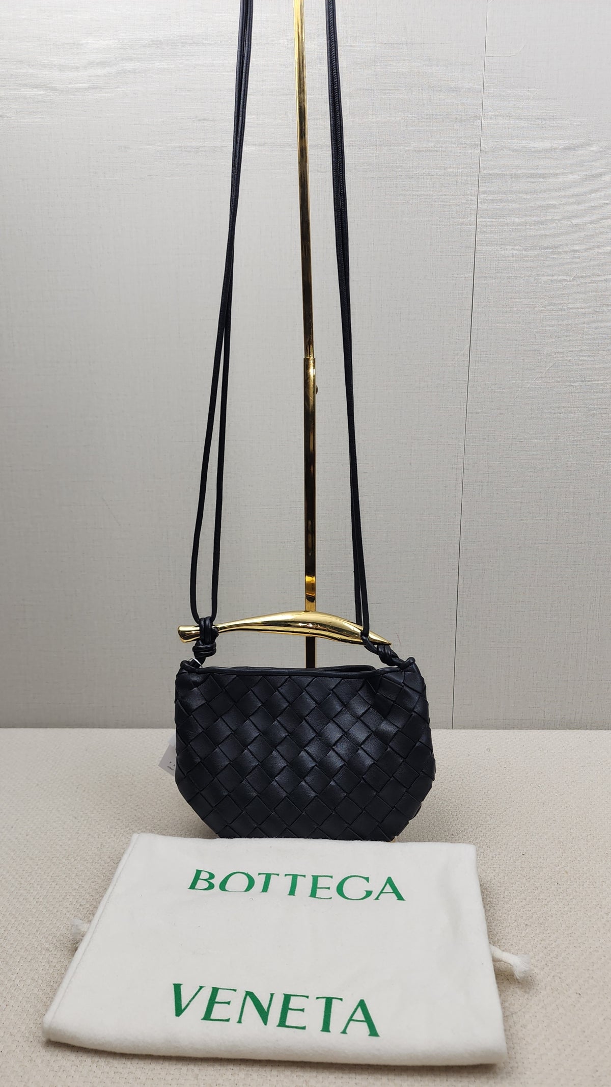 Bottega Veneta Black Intrecciato Baby Sardine (GHW)