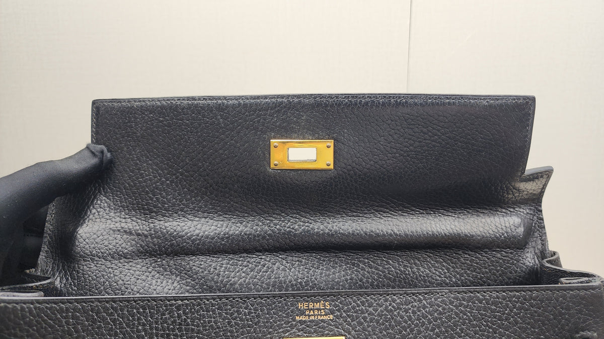Hermes Black Ardennes Leather Kelly 32 (GHW)