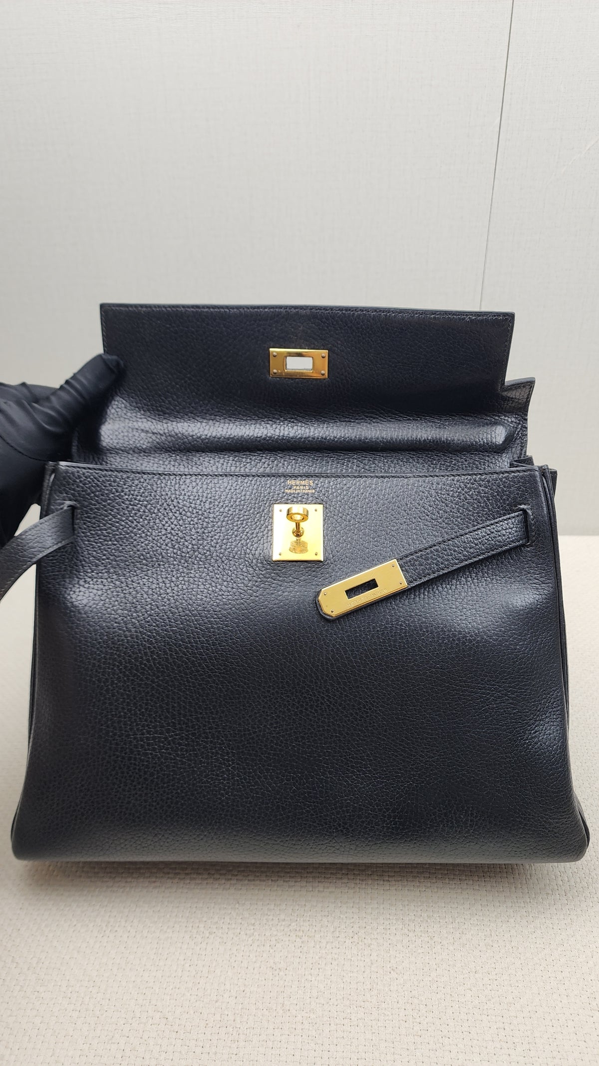 Hermes Black Ardennes Leather Kelly 32 (GHW)