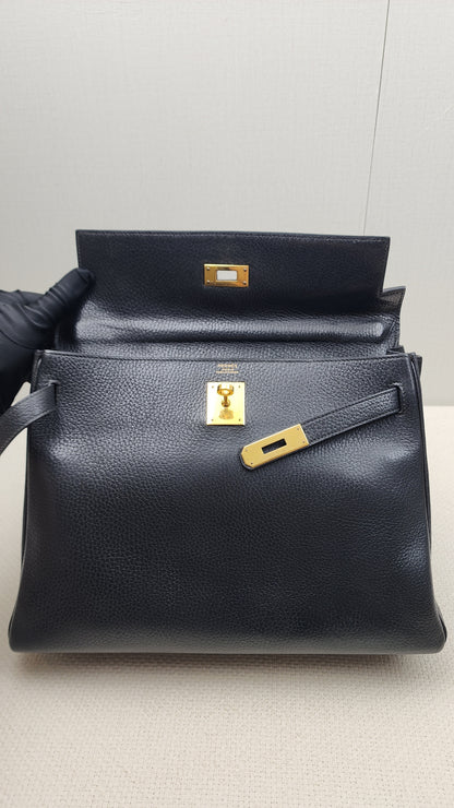 Hermes Black Ardennes Leather Kelly 32 (GHW)