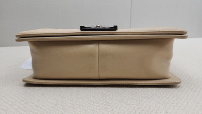 Chanel Beige Calfskin Wildstitch Old Medium Boy