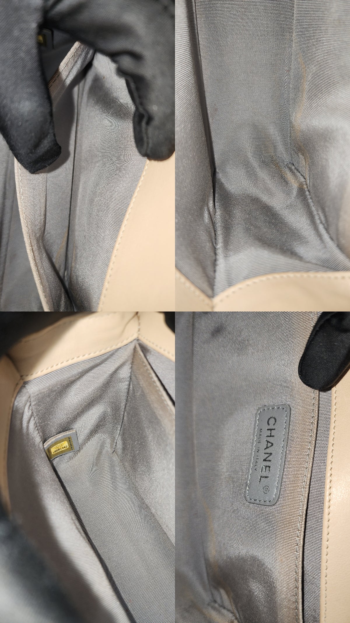 Chanel Beige Calfskin Wildstitch Old Medium Boy