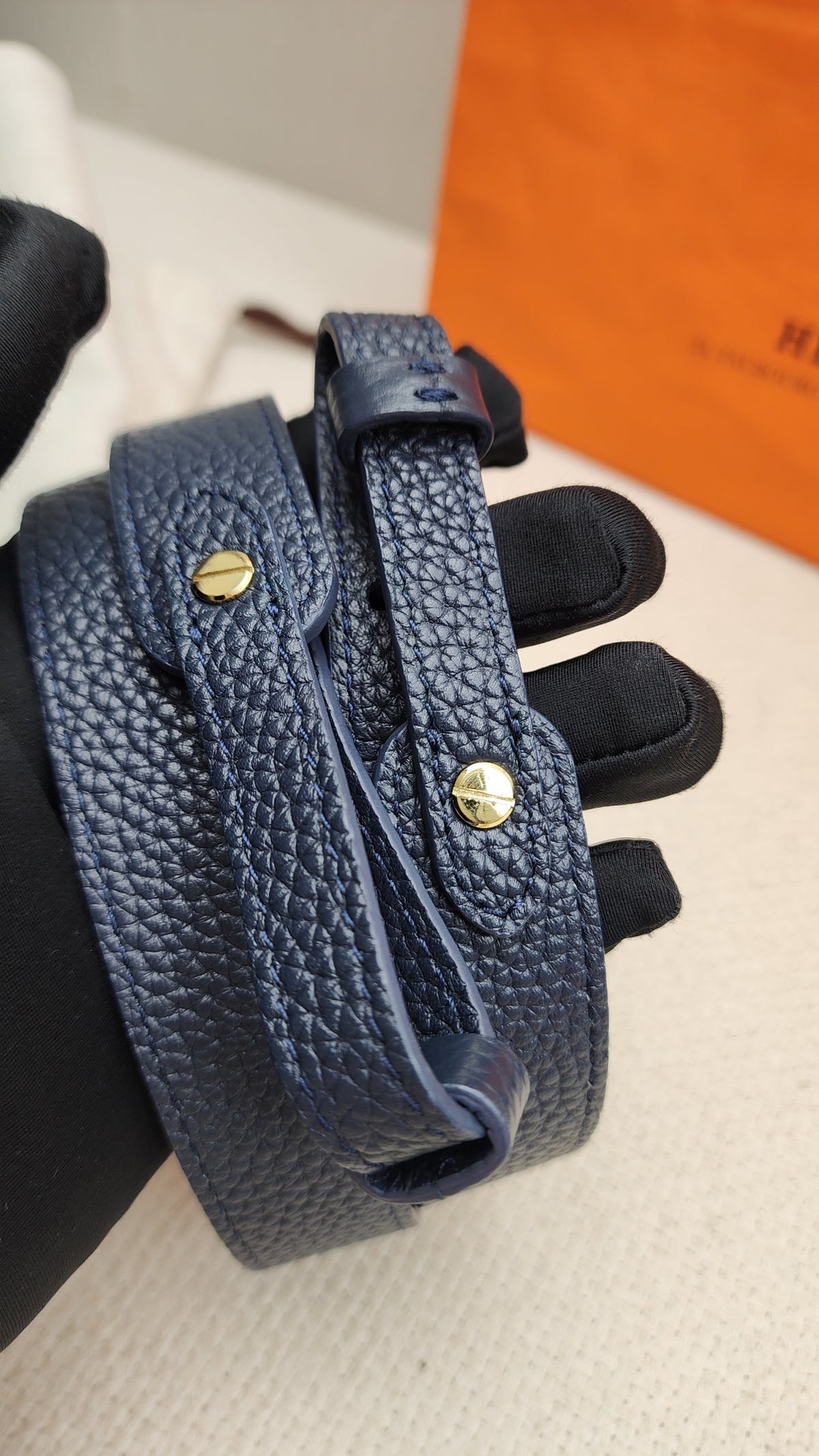 Hermes Bleu Nuit Mini Evelyne (GHW)