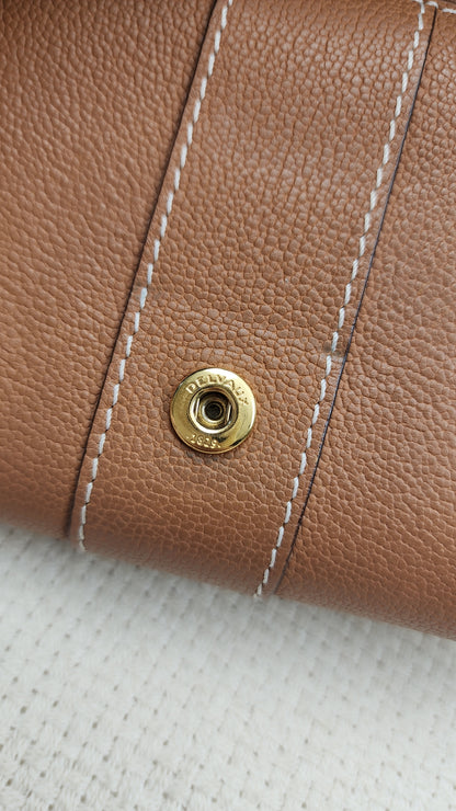 Delvaux Vegetal Brown Brilliant Compact Wallet