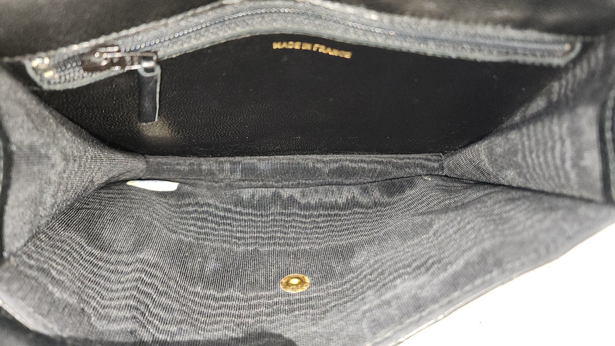 Chanel Black Lambskin Square Clutch