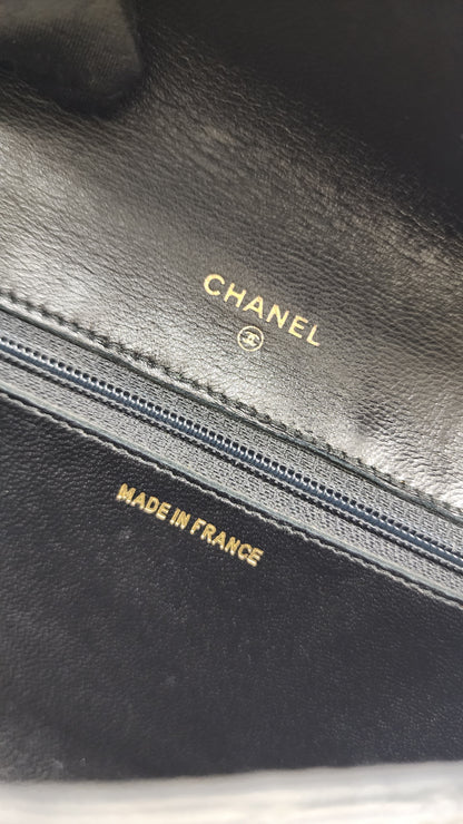 Chanel Black Lambskin Square Clutch