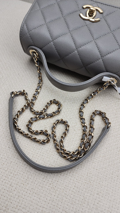 Chanel Grey Caviar Quilted Business Affiliate Flap