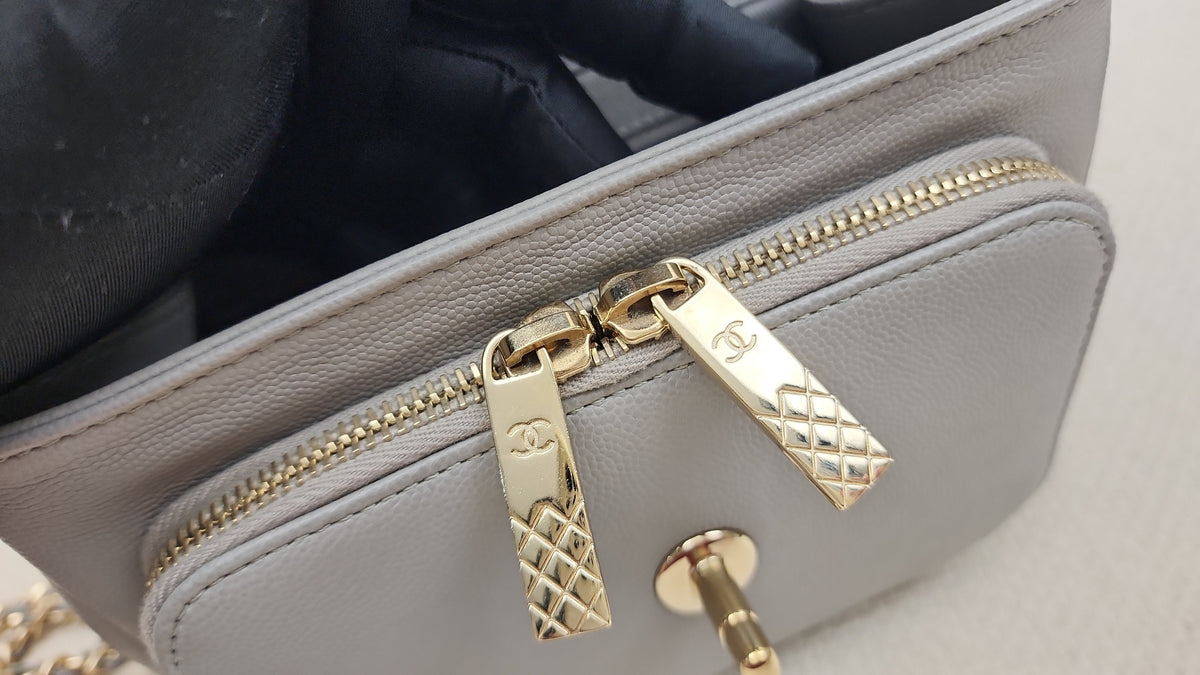 Chanel Grey Caviar Quilted Business Affiliate Flap