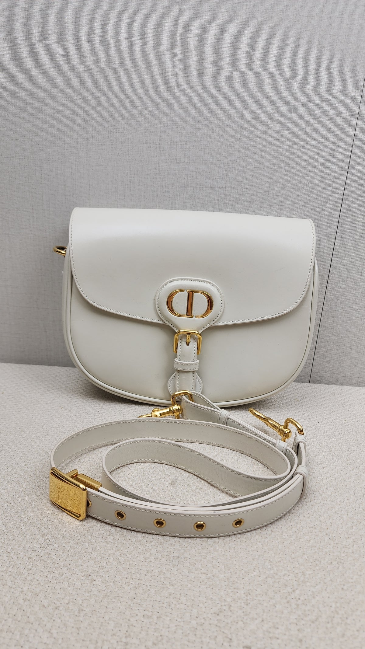 Dior White Calfskin Medium Bobby