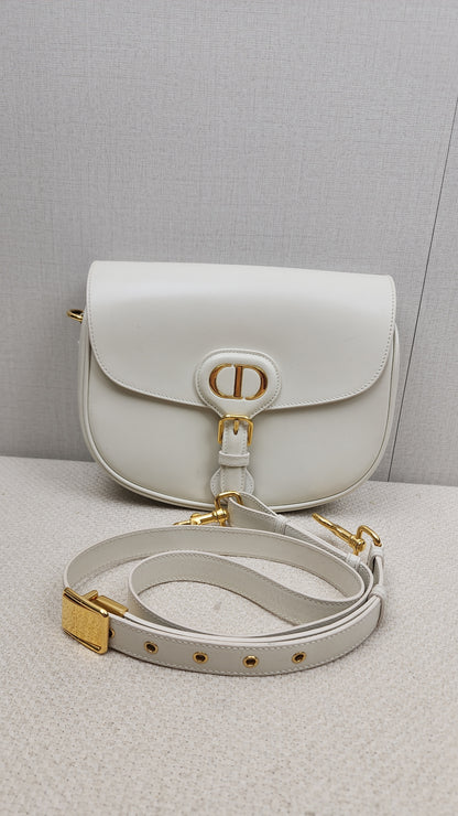 Dior White Calfskin Medium Bobby