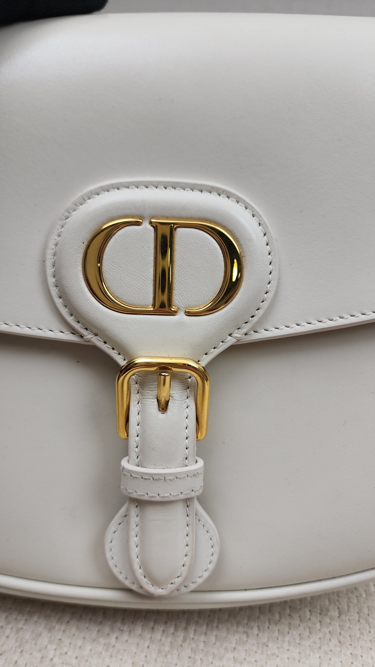 Dior White Calfskin Medium Bobby