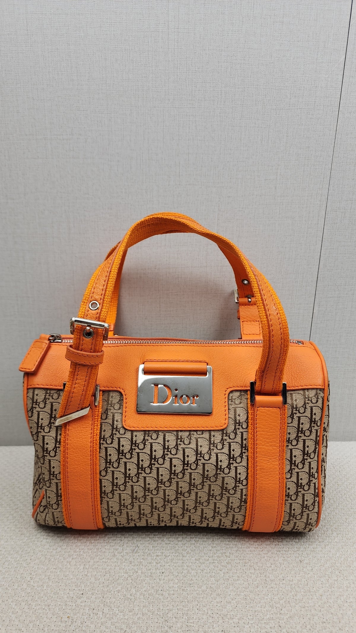 Dior Orange Diorissimo Bowling Bag