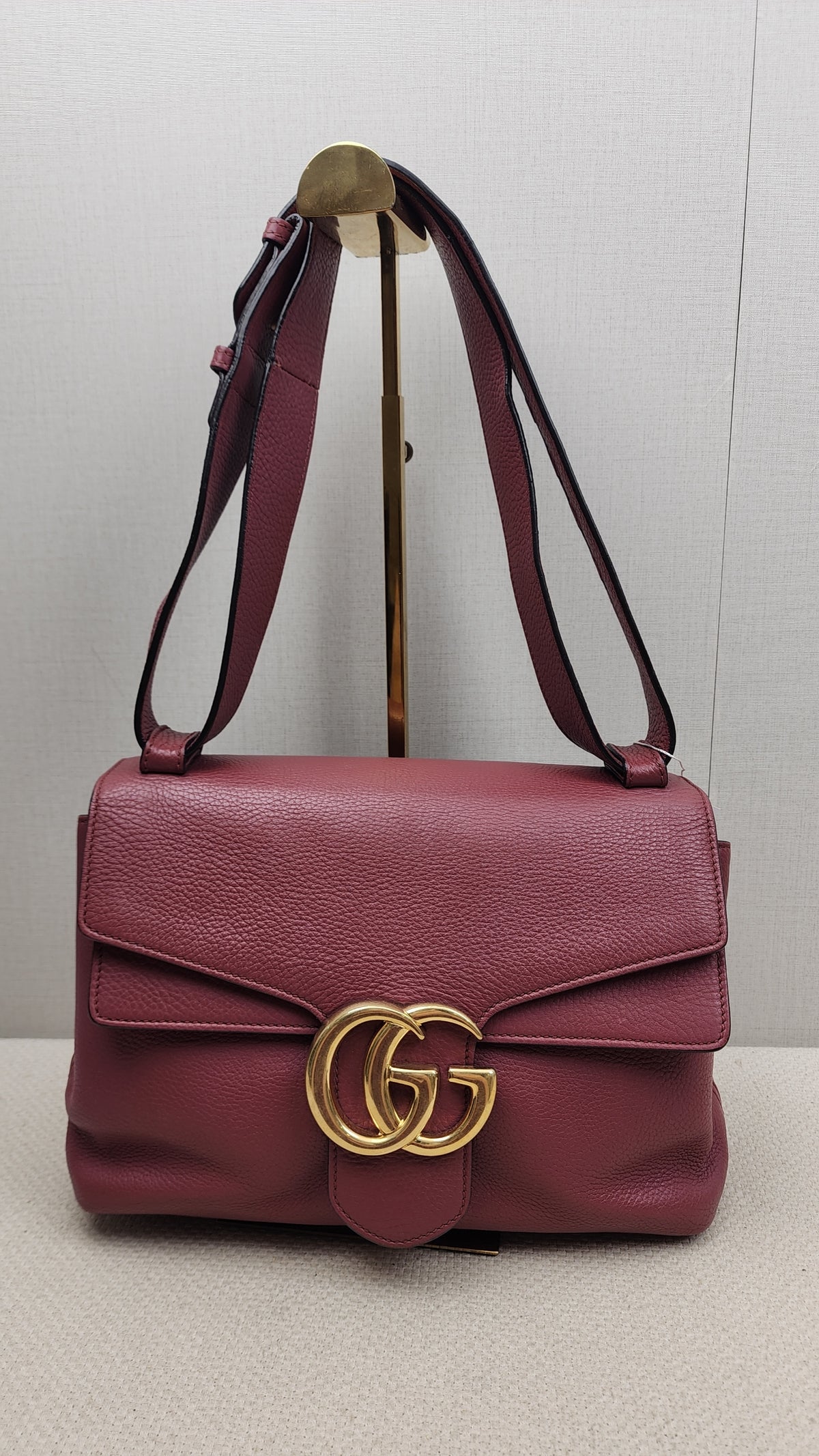 Gucci Rose Pink Pebbled Marmont Shoulder Bag (GHW)