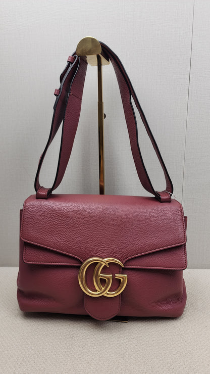 Gucci Rose Pink Pebbled Marmont Shoulder Bag (GHW)