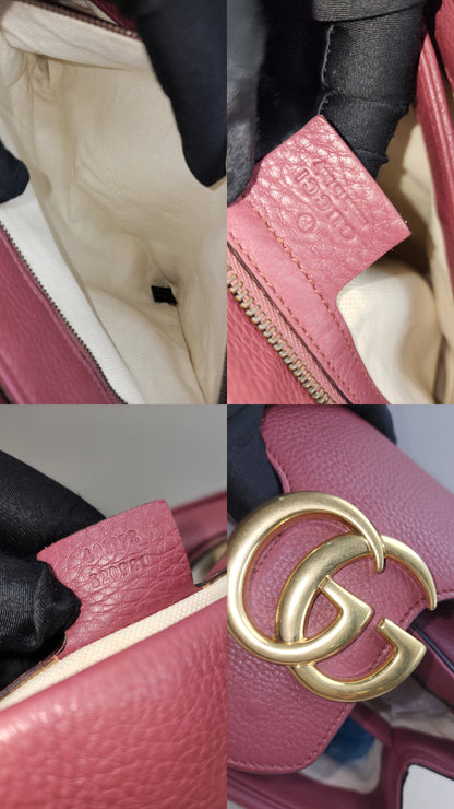 Gucci Rose Pink Pebbled Marmont Shoulder Bag (GHW)