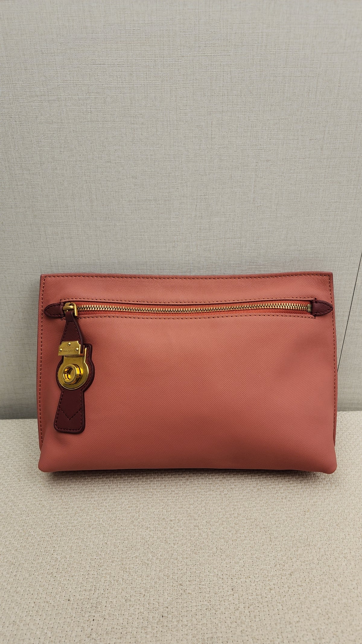 Burberry Pink Bicolor Leather Pendleton Clutch