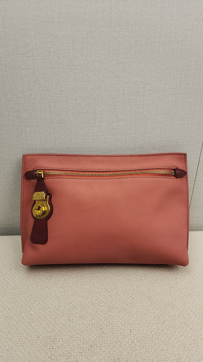 Burberry Pink Bicolor Leather Pendleton Clutch