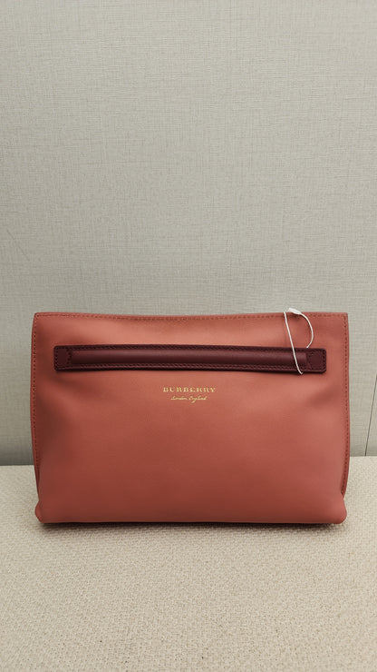 Burberry Pink Bicolor Leather Pendleton Clutch