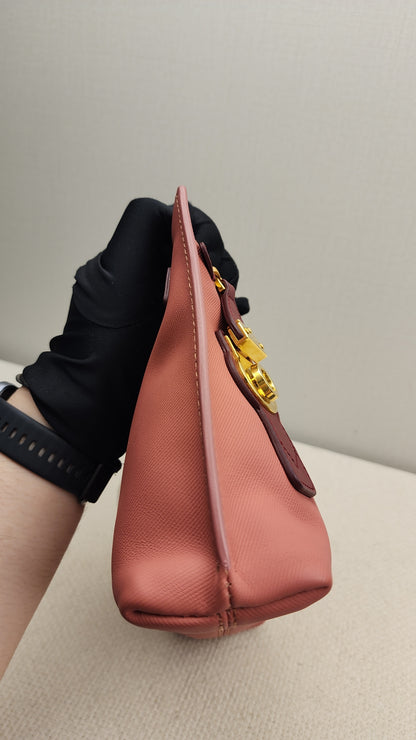 Burberry Pink Bicolor Leather Pendleton Clutch
