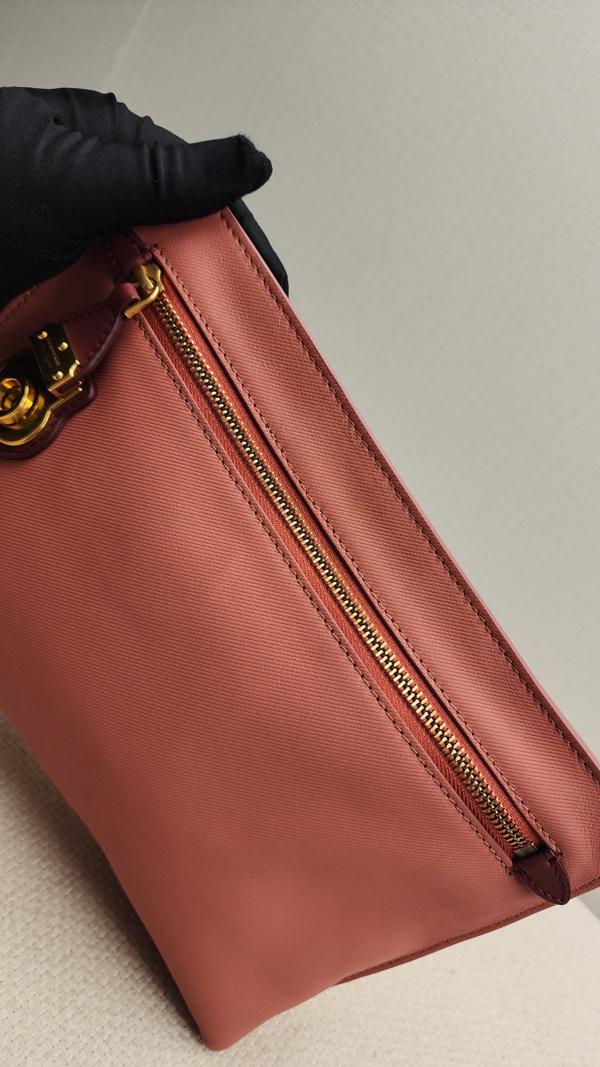 Burberry Pink Bicolor Leather Pendleton Clutch