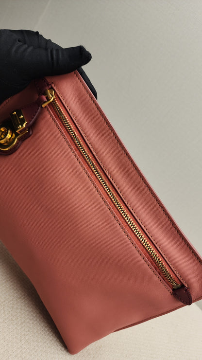 Burberry Pink Bicolor Leather Pendleton Clutch