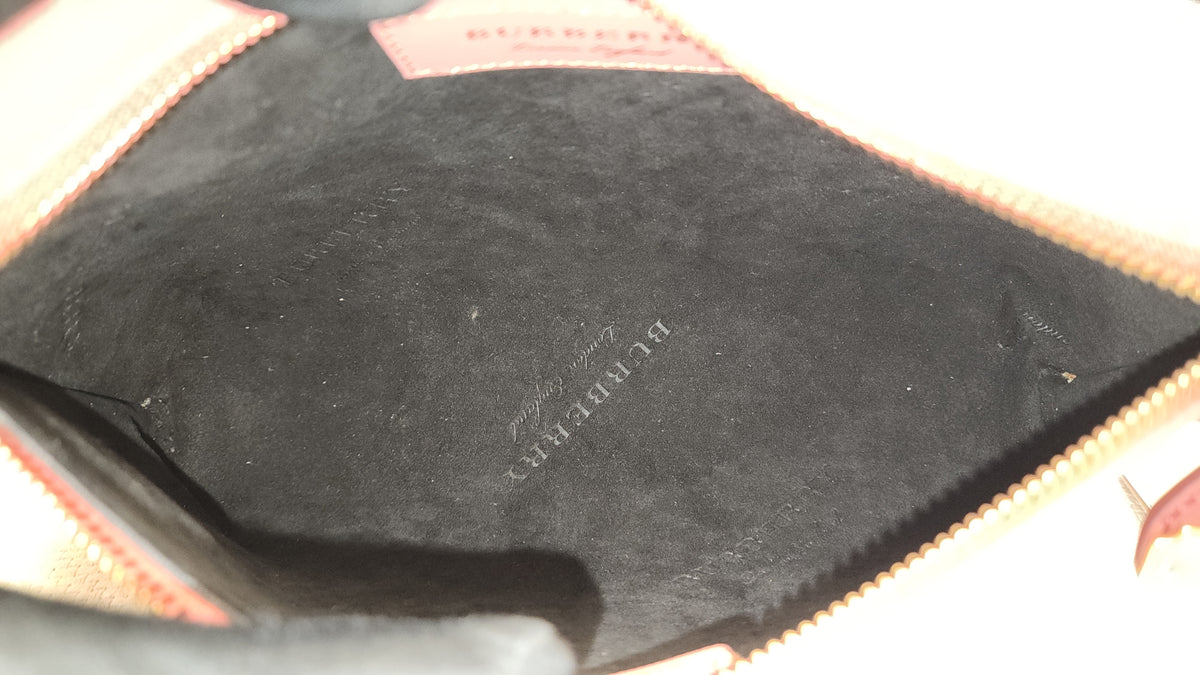 Burberry Pink Bicolor Leather Pendleton Clutch