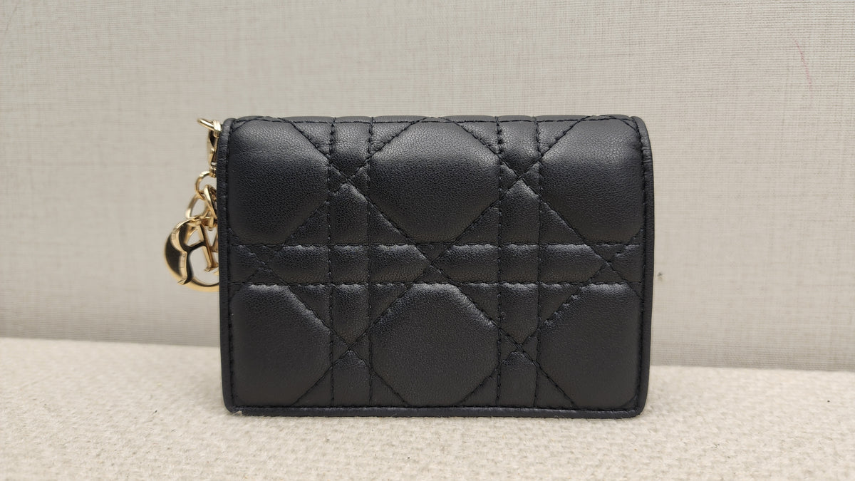 Chanel Black Lambskin Cannage Bloom Card Holder (LGHW)