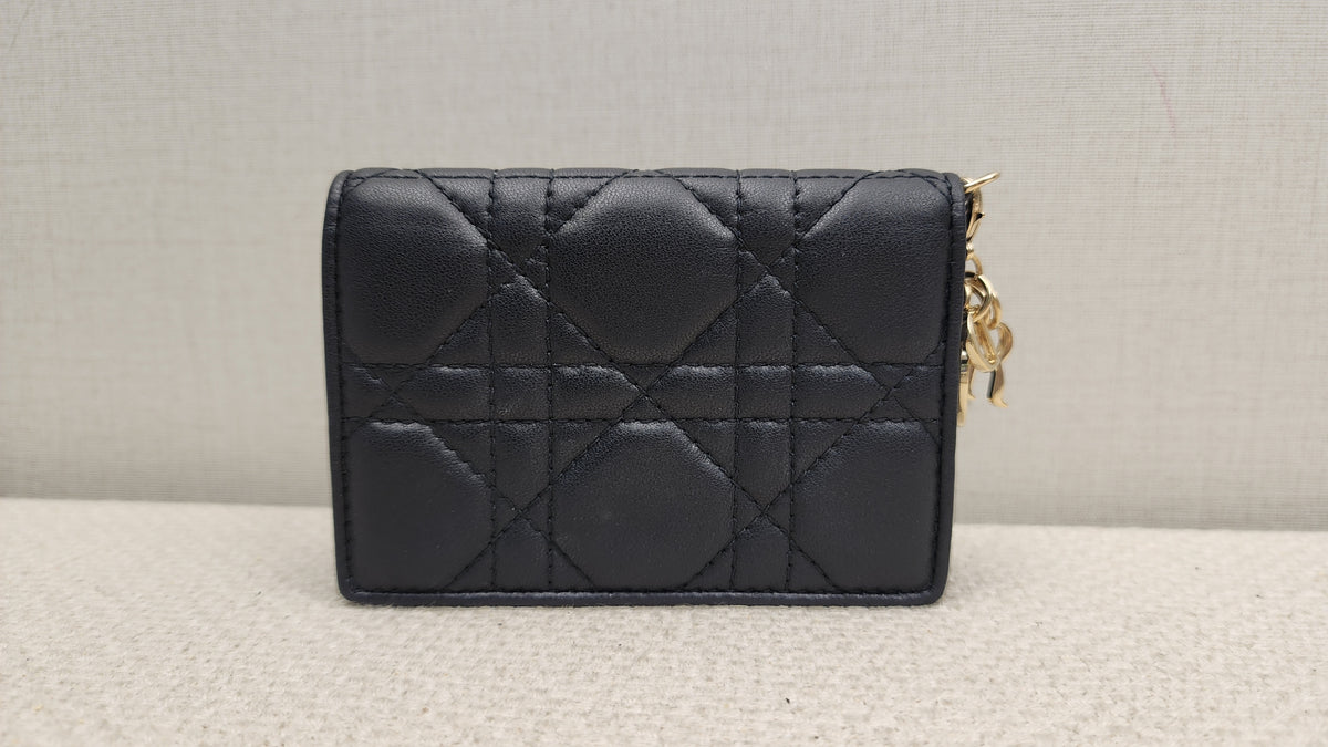 Chanel Black Lambskin Cannage Bloom Card Holder (LGHW)