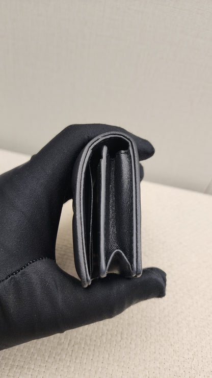 Chanel Black Lambskin Cannage Bloom Card Holder (LGHW)