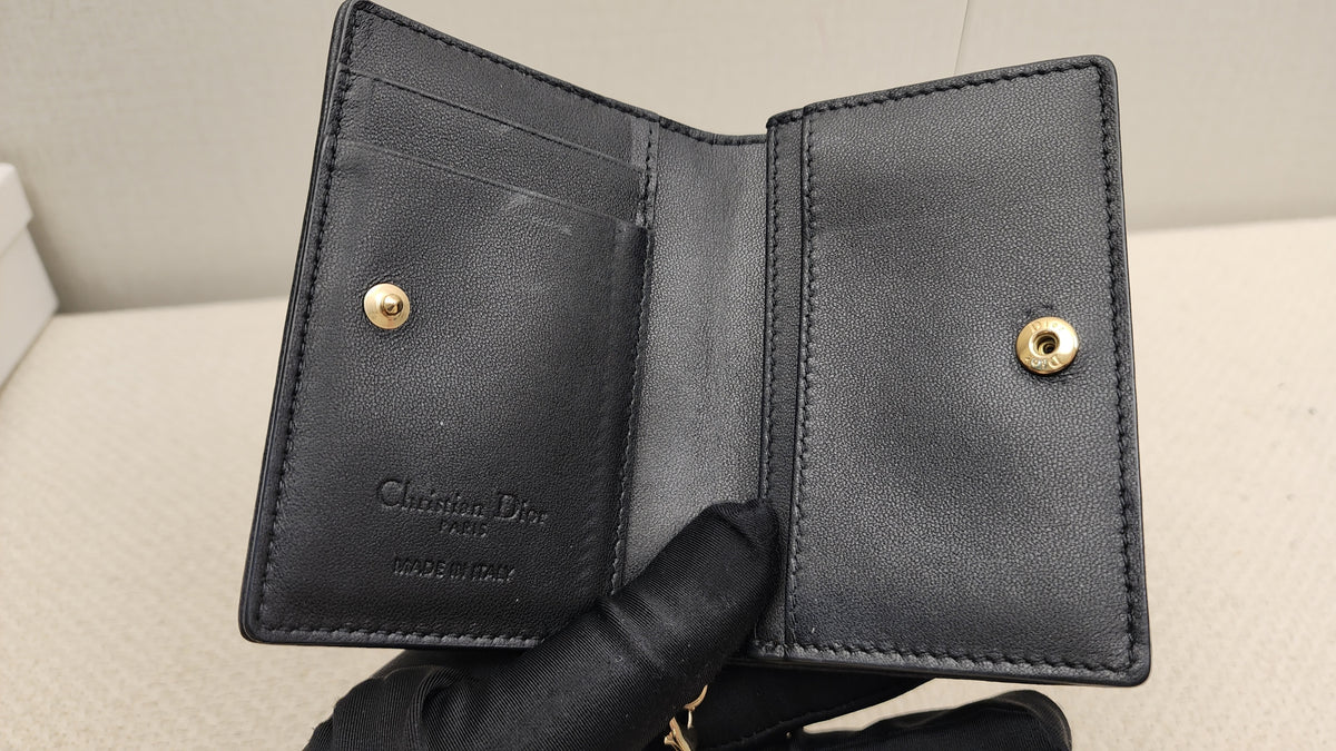 Chanel Black Lambskin Cannage Bloom Card Holder (LGHW)