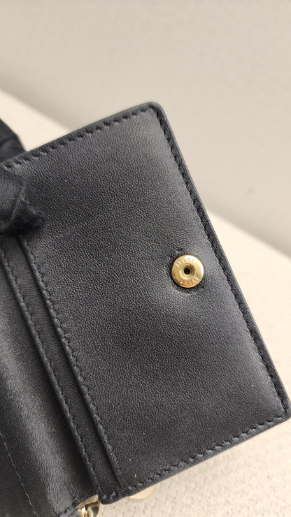 Chanel Black Lambskin Cannage Bloom Card Holder (LGHW)
