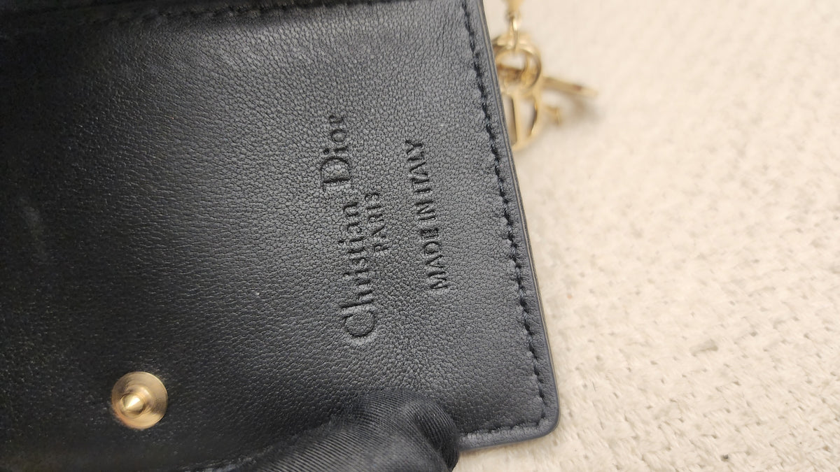 Chanel Black Lambskin Cannage Bloom Card Holder (LGHW)