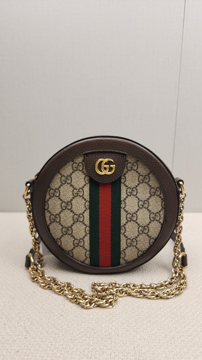 Gucci Ophidia GG Supreme Mini Round Chain Bag