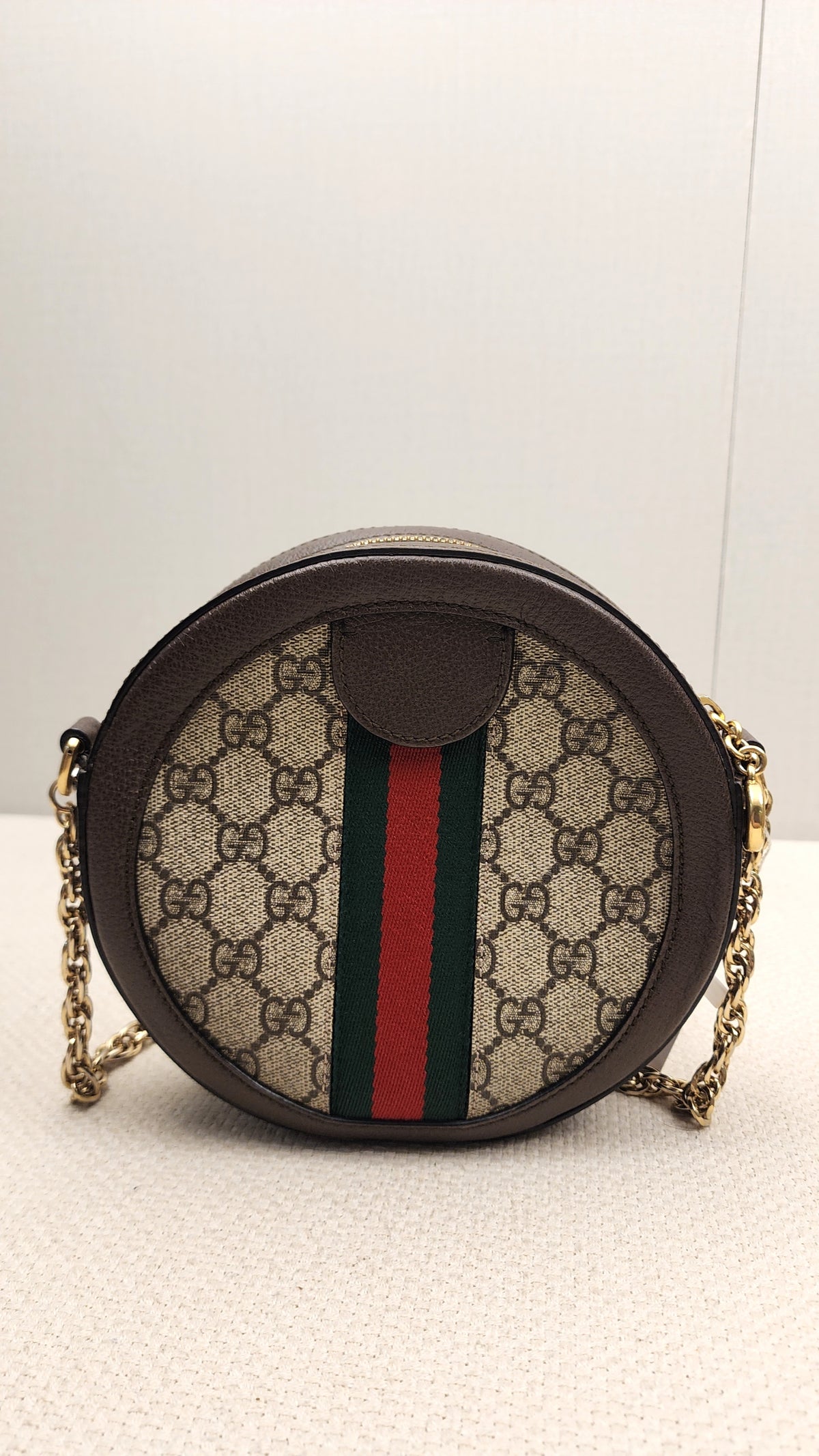 Gucci Ophidia GG Supreme Mini Round Chain Bag