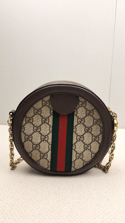 Gucci Ophidia GG Supreme Mini Round Chain Bag