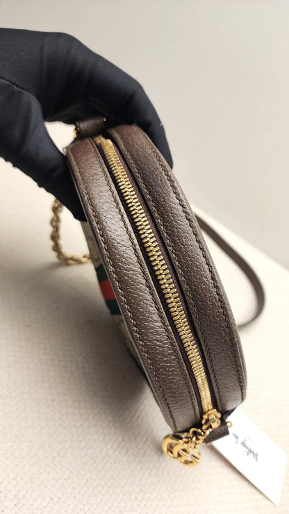Gucci Ophidia GG Supreme Mini Round Chain Bag