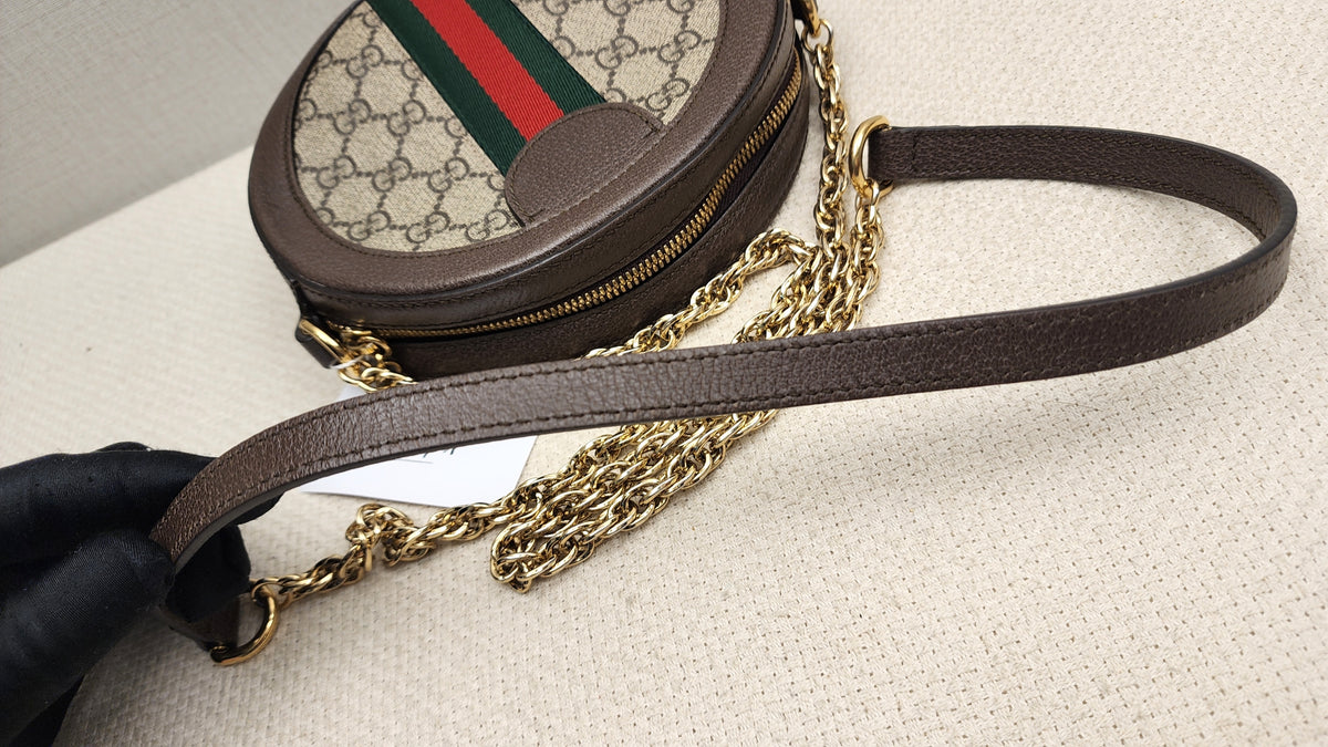 Gucci Ophidia GG Supreme Mini Round Chain Bag