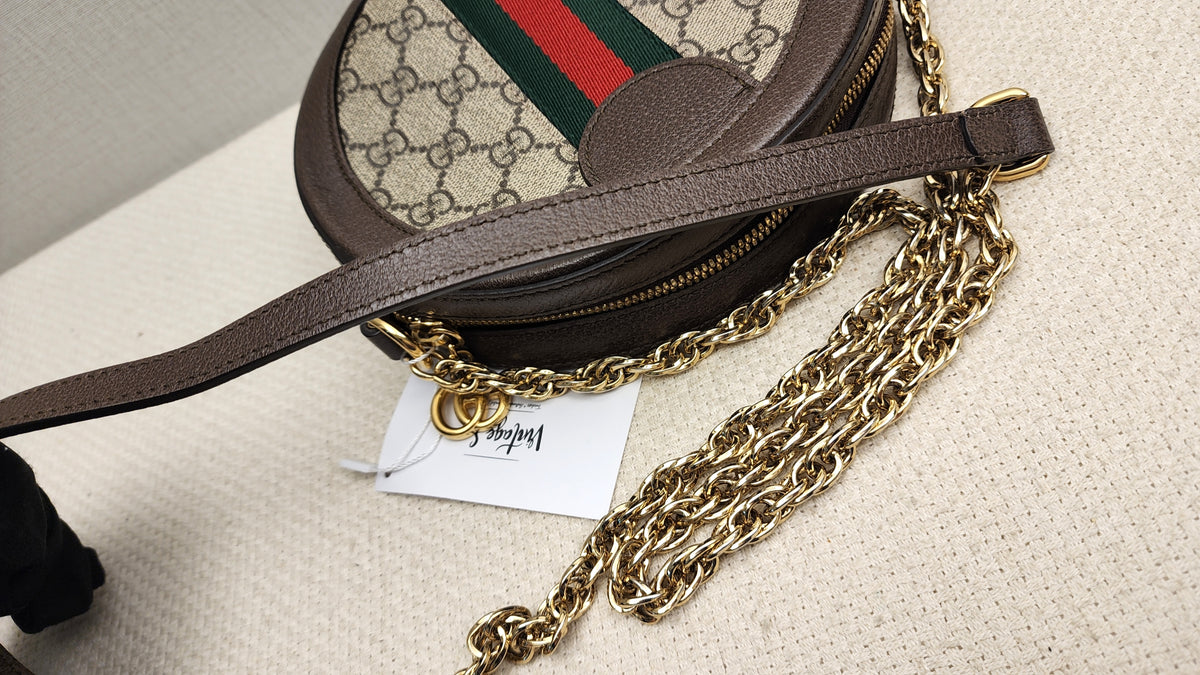 Gucci Ophidia GG Supreme Mini Round Chain Bag