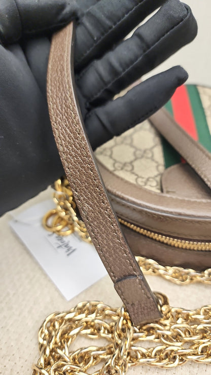 Gucci Ophidia GG Supreme Mini Round Chain Bag
