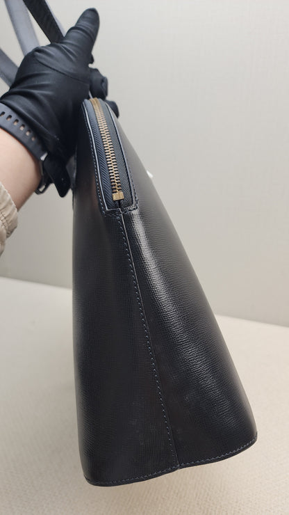 Dior Black Leather Logo Medallion Shoulder Bag