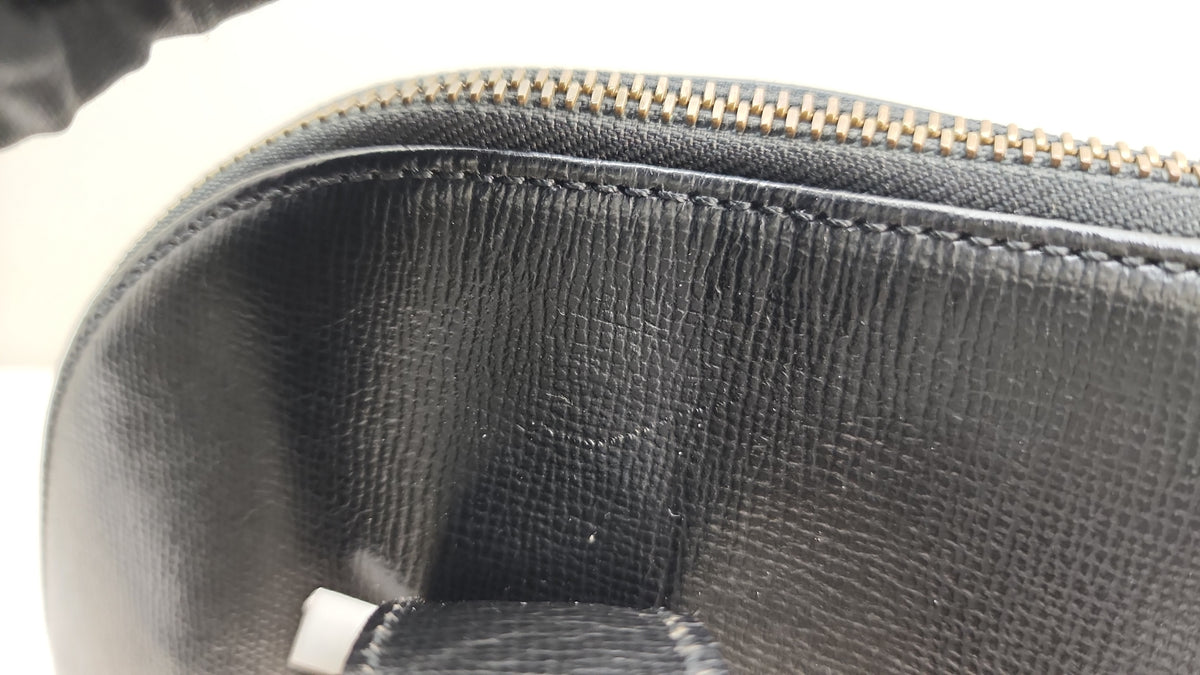 Dior Black Leather Logo Medallion Shoulder Bag