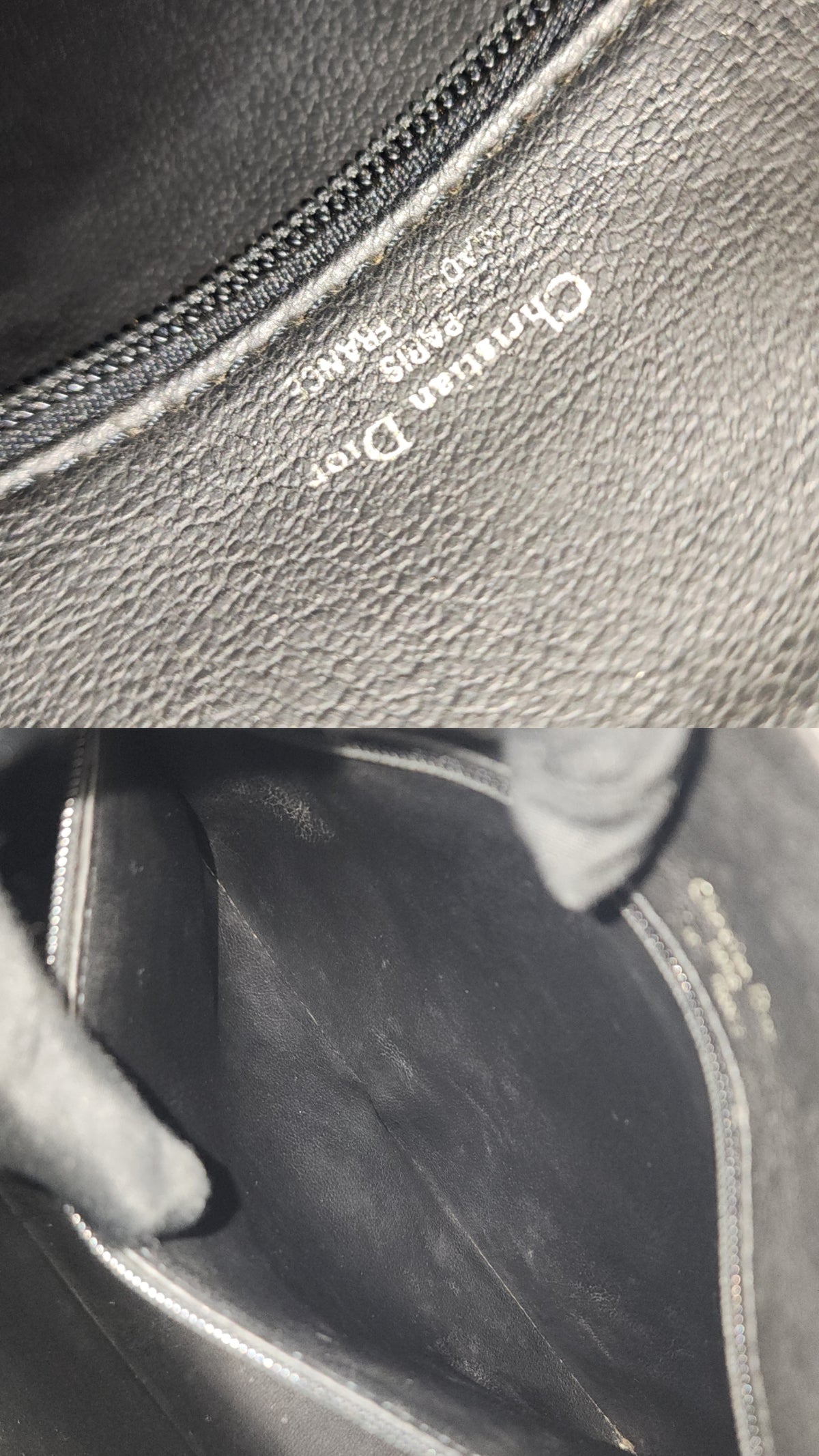 Dior Black Leather Logo Medallion Shoulder Bag